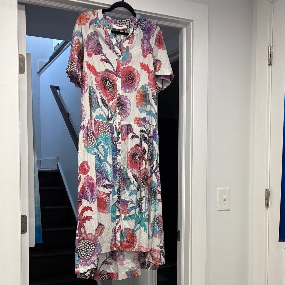 Tugboat by Anthropology Maxi dress. Beautiful cotton, tencel button-down Maxi